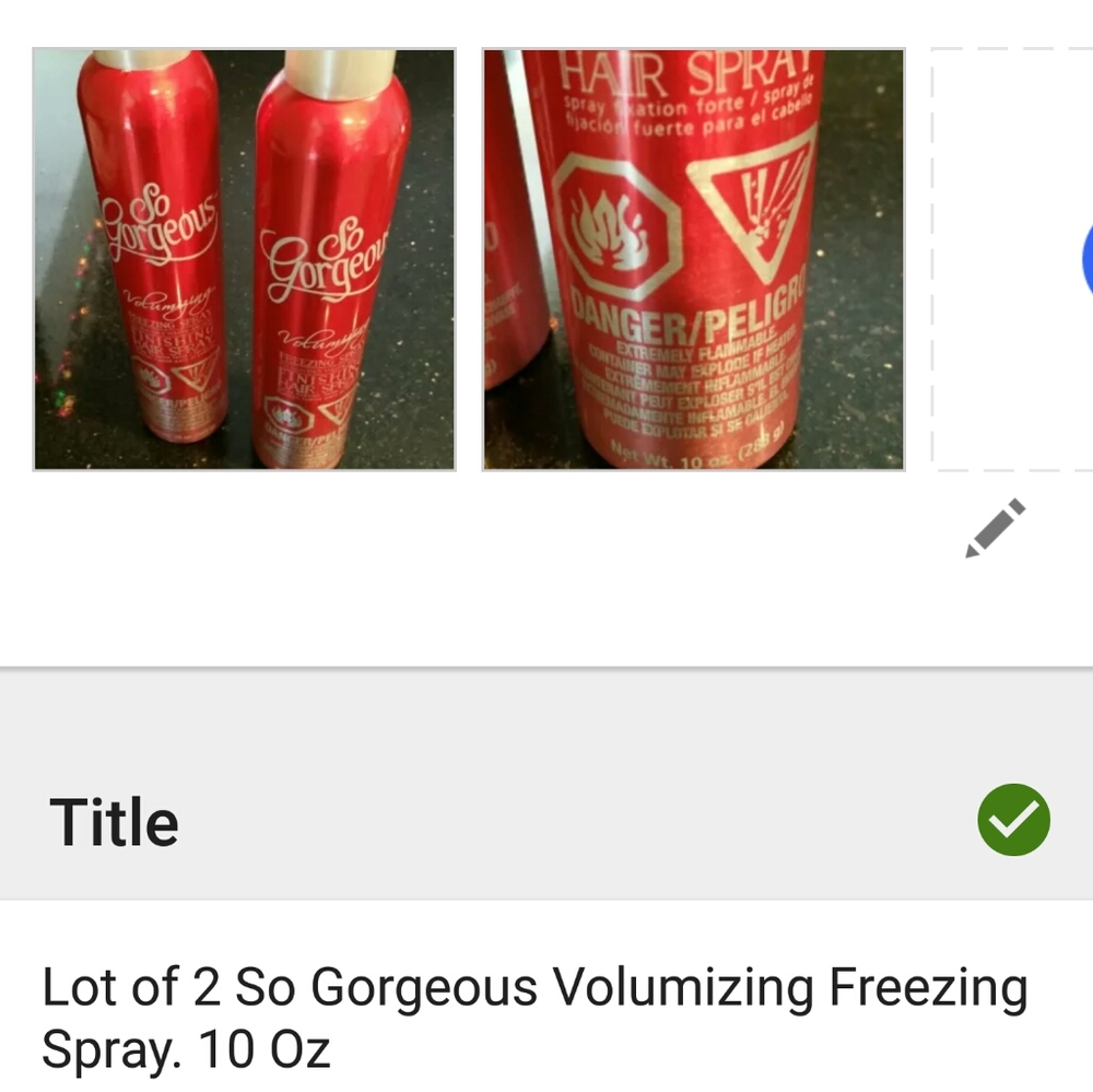 2 cans of So Gorgeous Volumizing Freezing Spray.